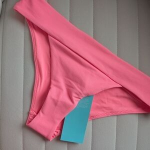 Pink Ribbed Bikini Bottom